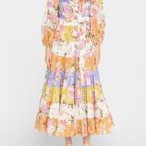 Zimmermann Pattie Floral Maxi Tiered Wrap Dress